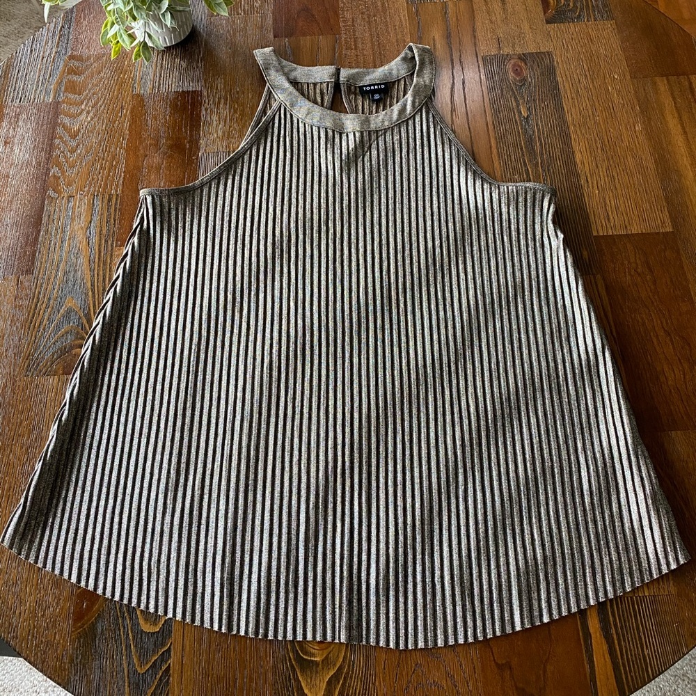 Torrid Pleated Metallic Gold Goddess Tank